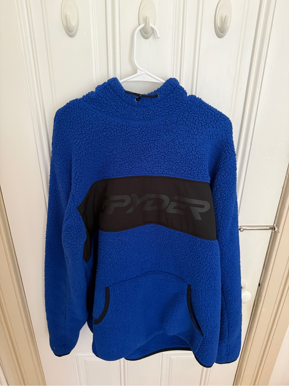 Spyder Men’s Royal Blue Sherpa Crewneck with Black Logo Panel